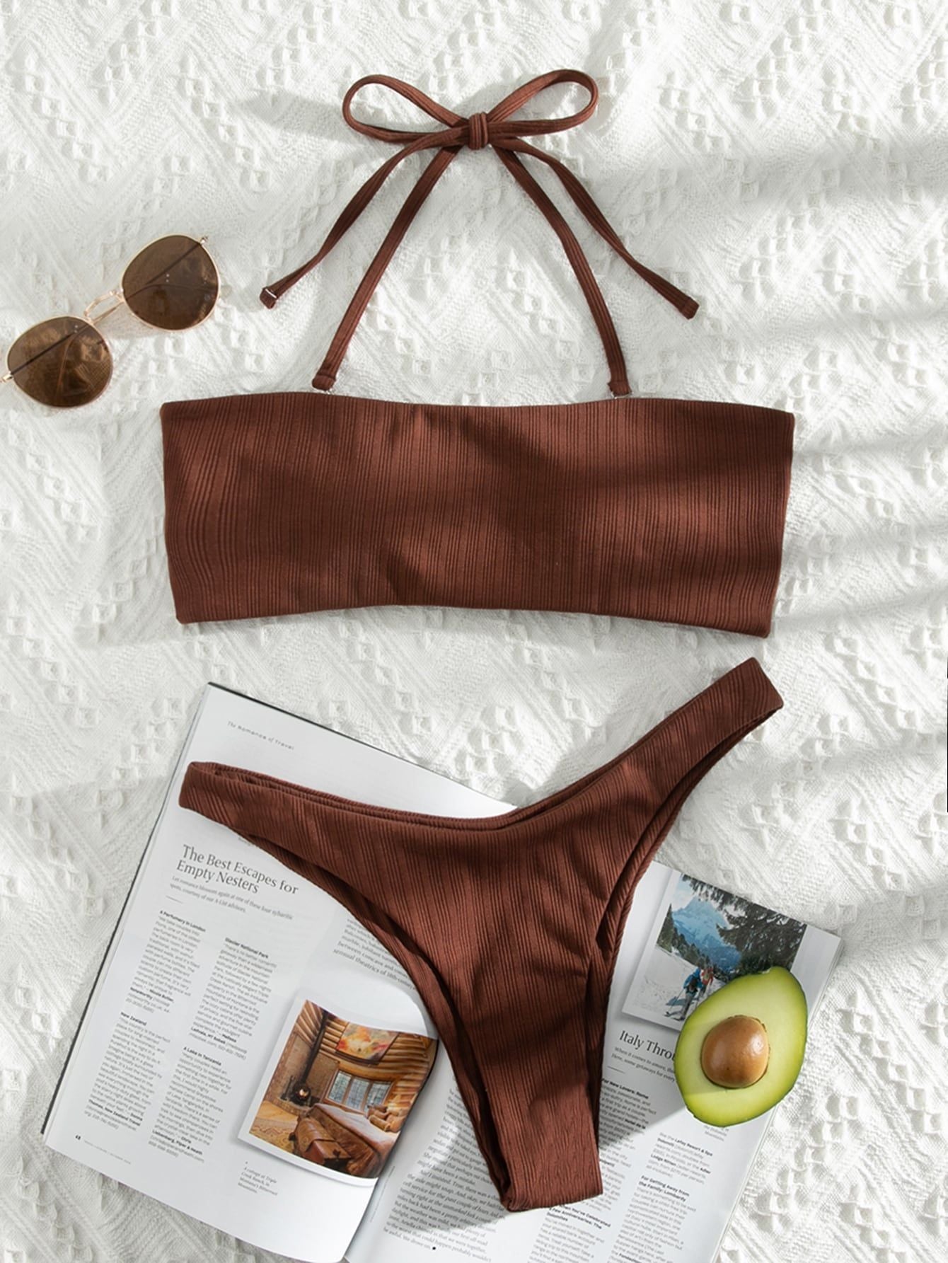Alluring lace-up solid bikinis