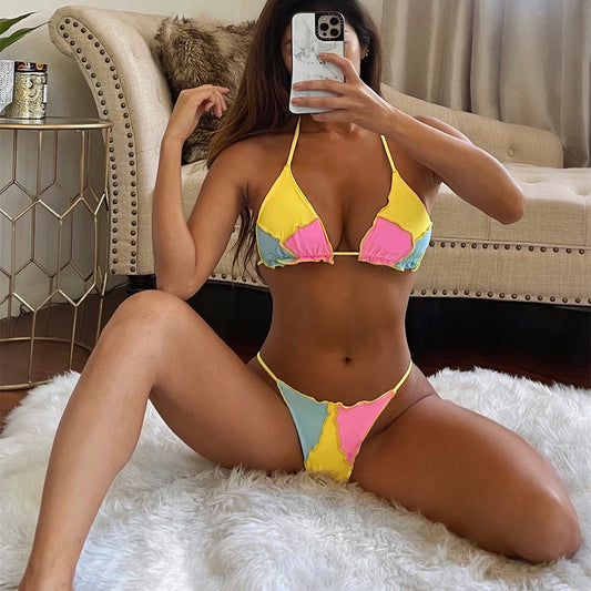 Split stitching bikini sets
