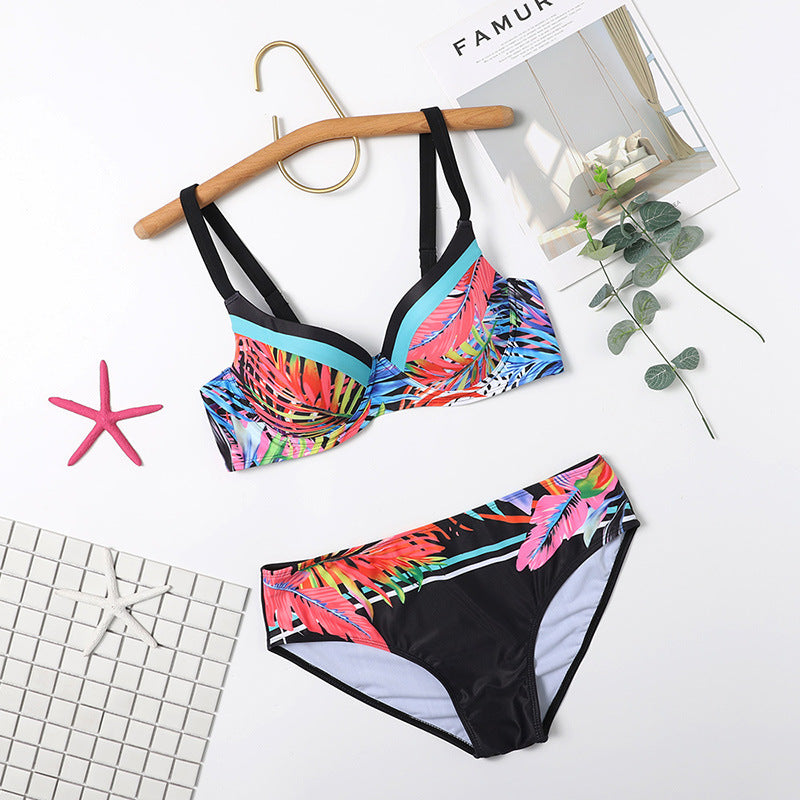 Glamorous two-piece underwire push-up halter lace bikinis