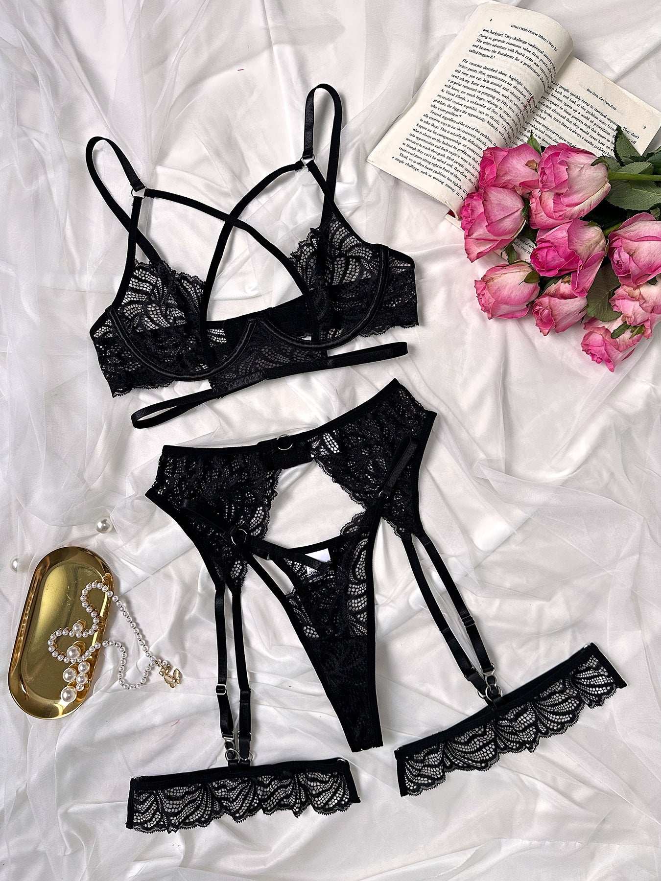 Sexy lace steel ring push-up lingerie sets