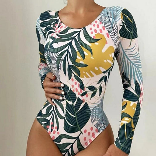 Bold printed backless one-piece bikinis