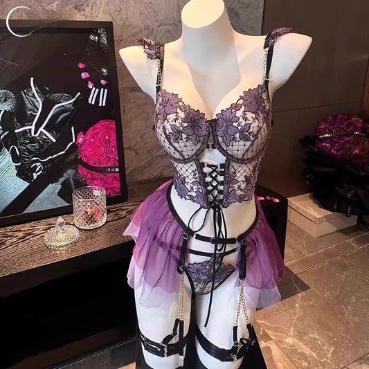 Purple rose sexy lace sets