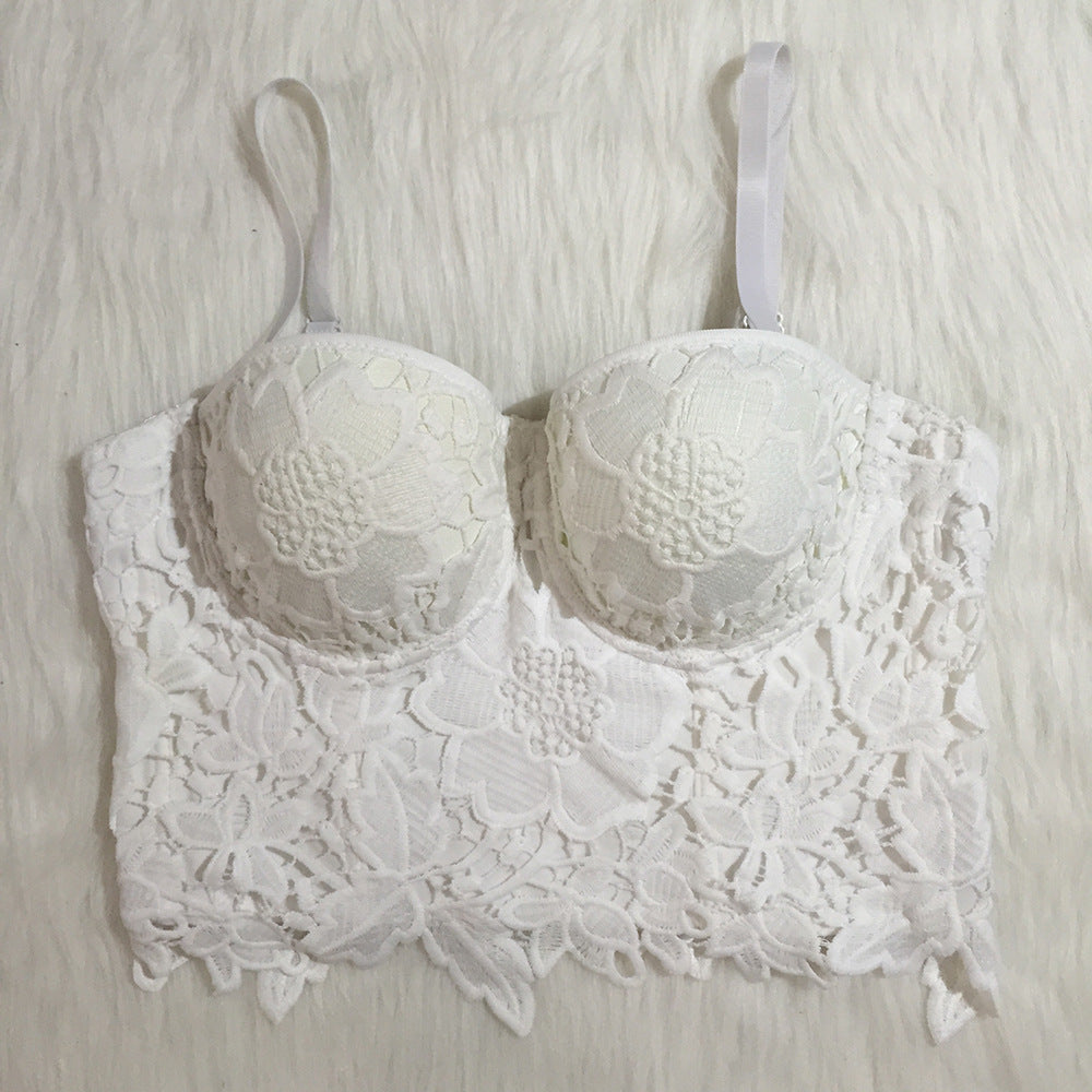 Lace cropped slim sling bra