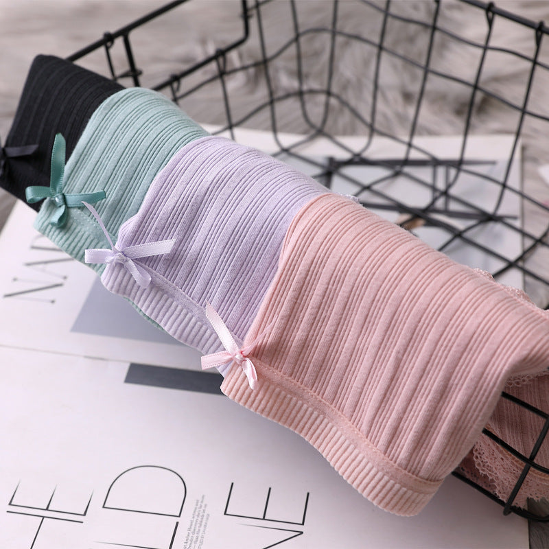 Mid-waist ribbed cotton underwear