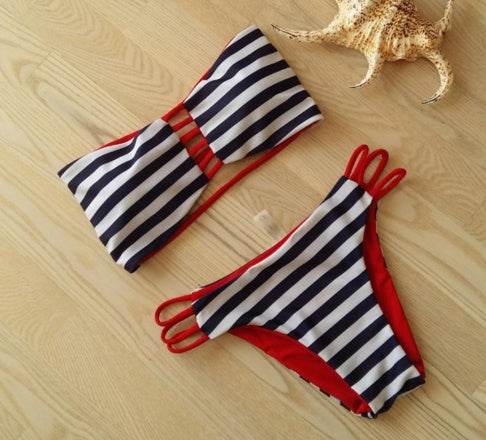 Printed split bikini sets