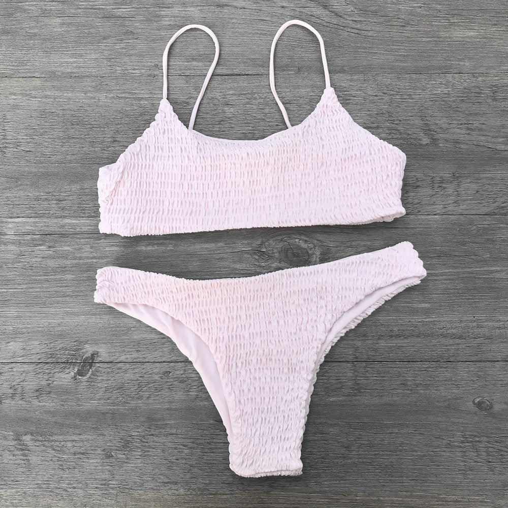 Pleated triangle bikini sets