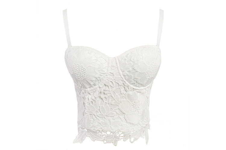 Lace cropped slim sling bra