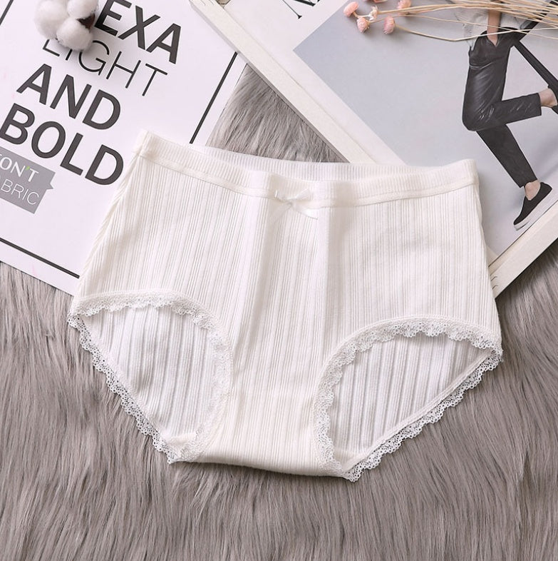 Mid-waist ribbed cotton underwear