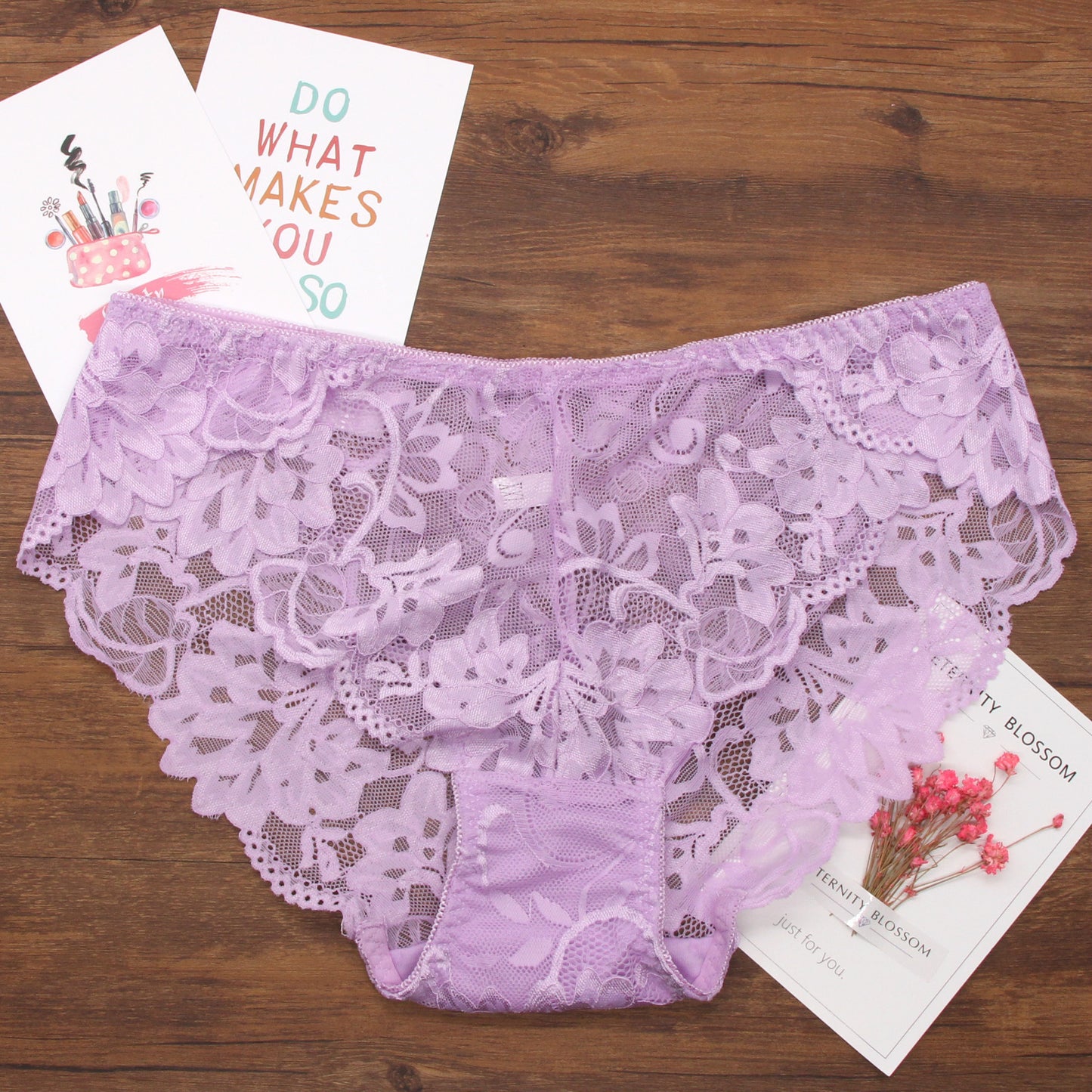 Seamless lace underwear with sheer mesh