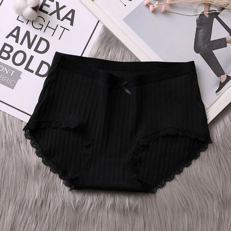 Mid-waist ribbed cotton underwear