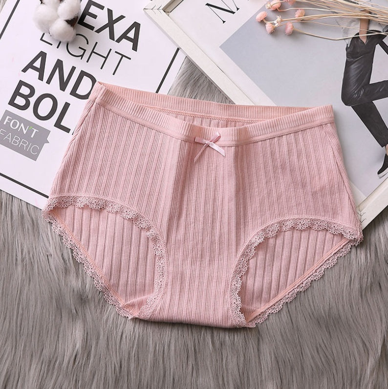 Mid-waist ribbed cotton underwear