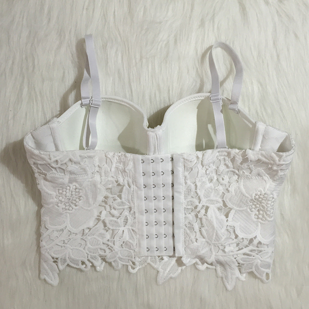 Lace cropped slim sling bra