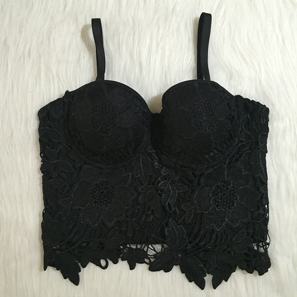Lace cropped slim sling bra