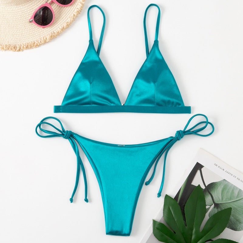 Elegant hanging-neck three-point bikinis
