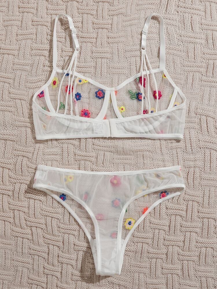 Lace ribbon sling lingerie with steel ring