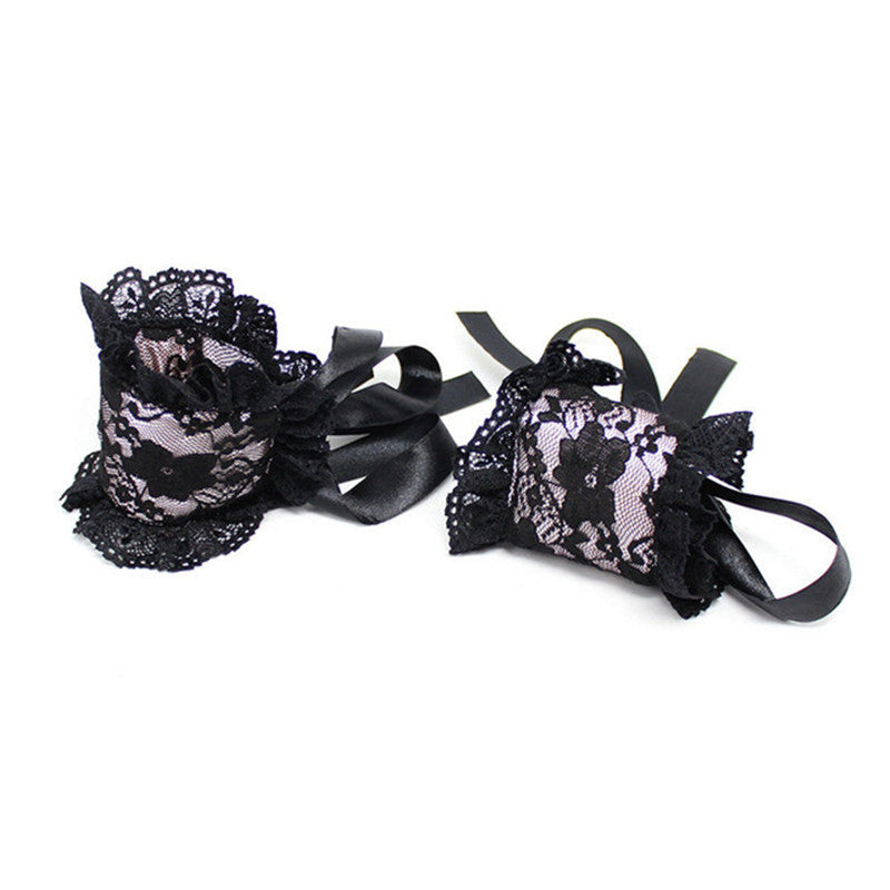 Sexy lingerie lace blindfold and handcuffs three-piece sets