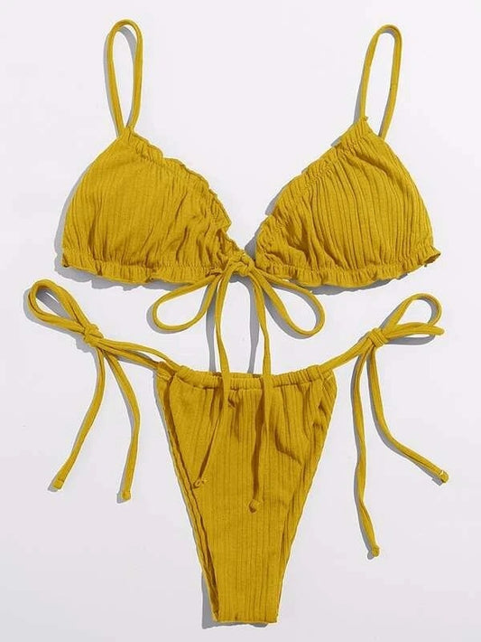Sexy triangle strap split bikinis