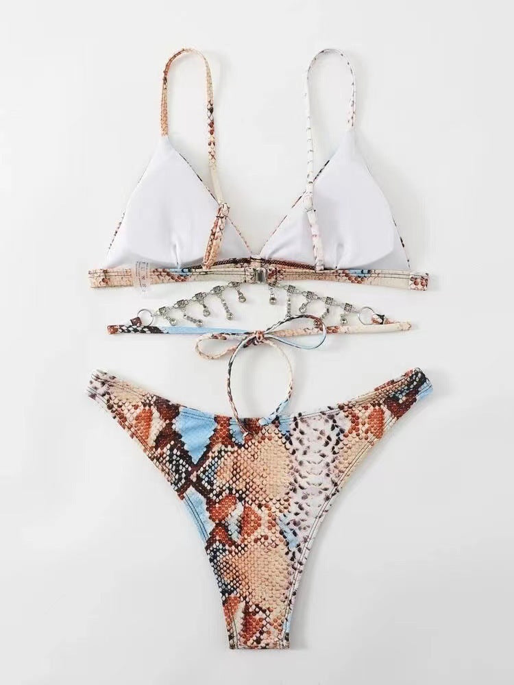Alluring split bikinis with chic shoulder straps