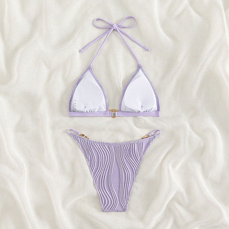 Chic tied three-point split bikinis for summer