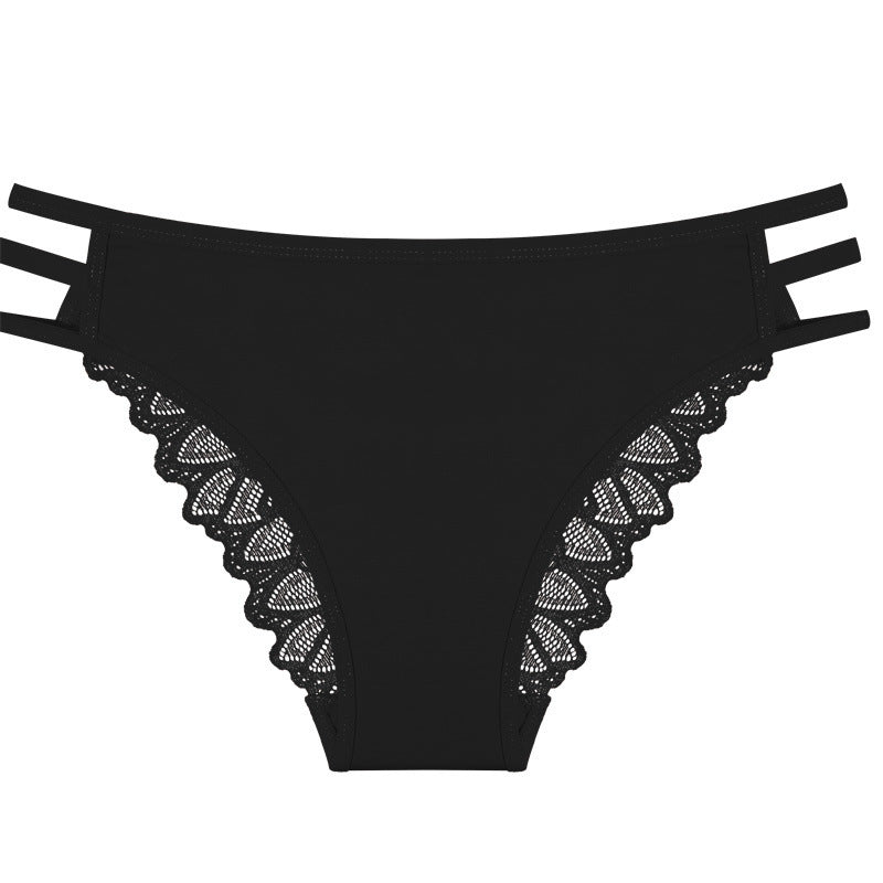 Low-waist lace cotton underwear with delicate stitching