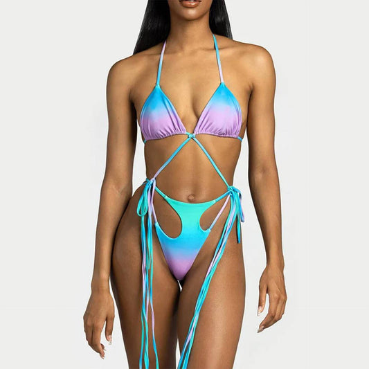 Tassel high elastic split bikini sets