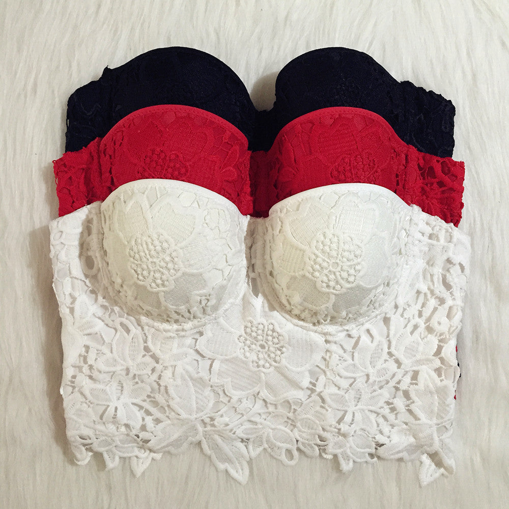 Lace cropped slim sling bra