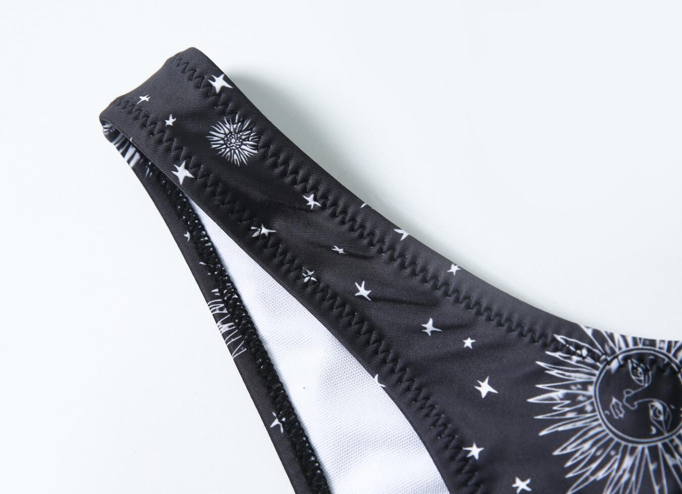 Printed split tube top bikini sets
