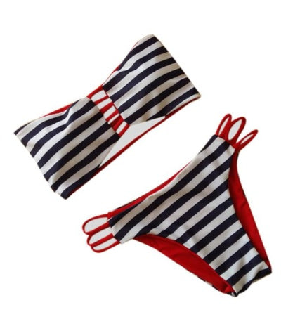 Printed split bikini sets