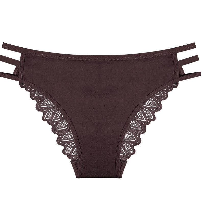 Low-waist lace cotton underwear with delicate stitching