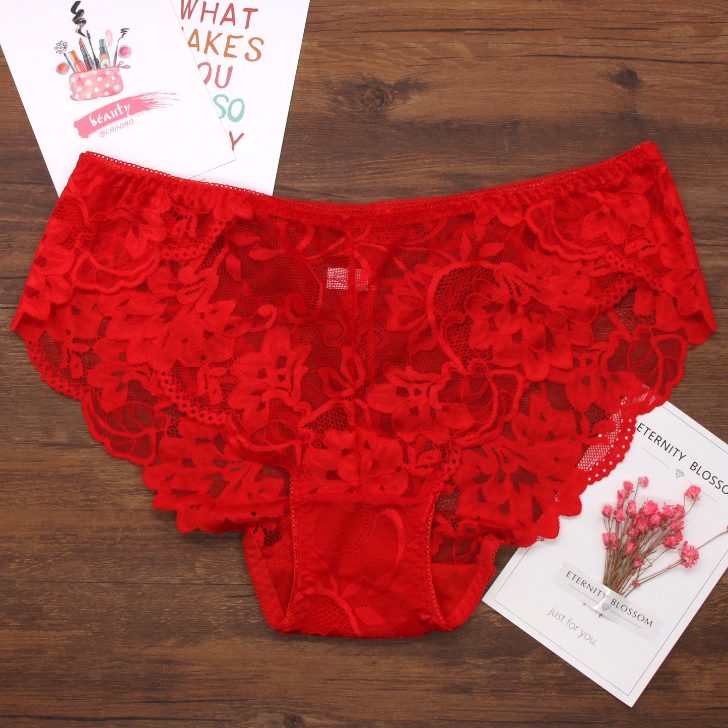 Seamless lace underwear with sheer mesh