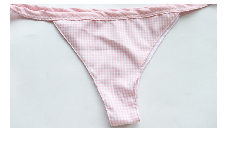 Halter strap plaid lace lingerie