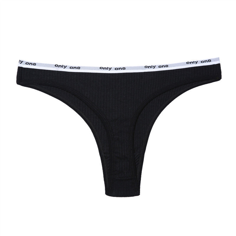 Soft threaded cotton thong panties