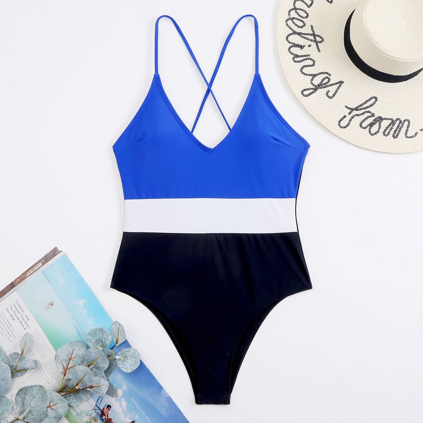 Solid color one-piece bikinis