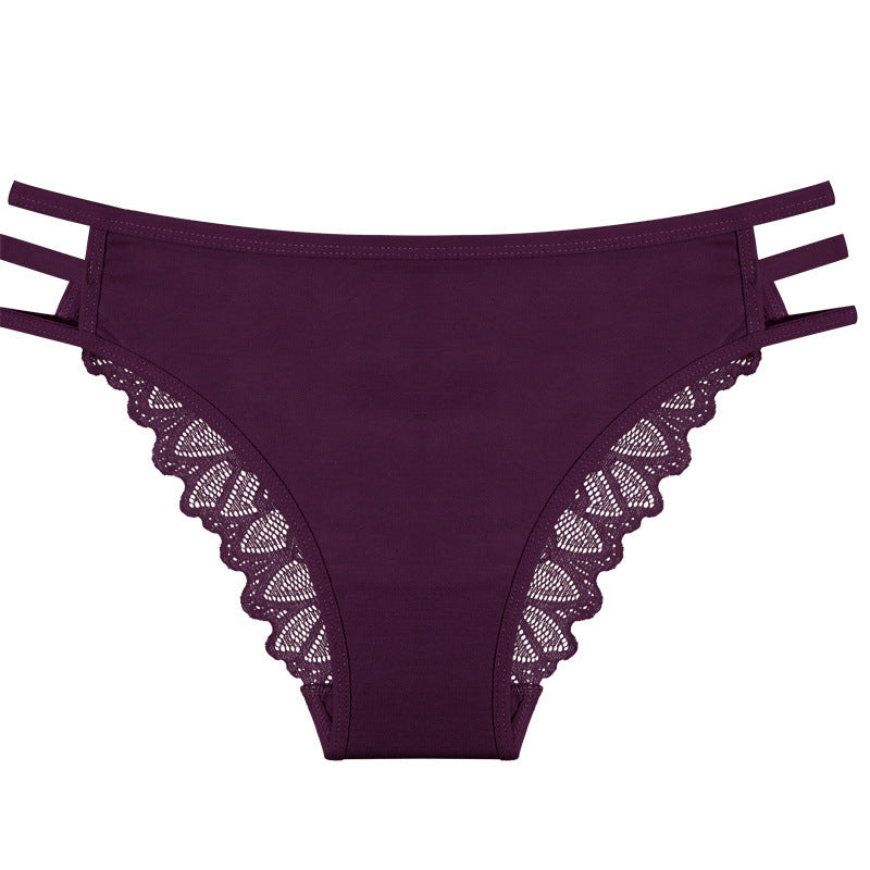 Low-waist lace cotton underwear with delicate stitching