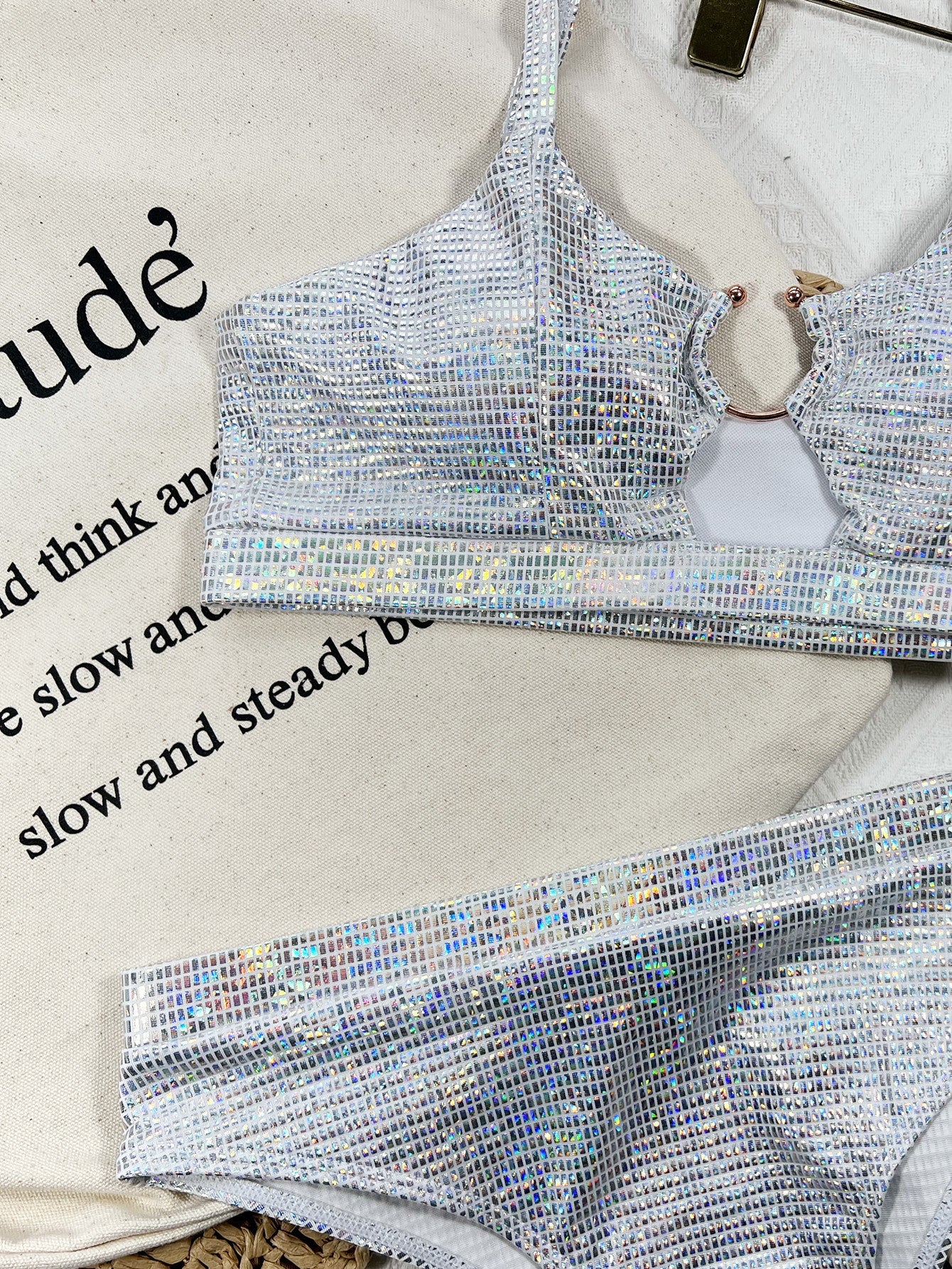 Radiant solid-color separated bikinis