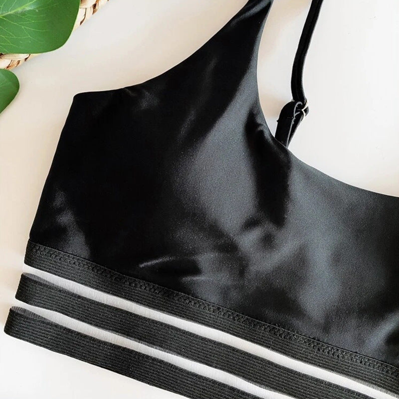 Solid color two-piece suspender bikinis
