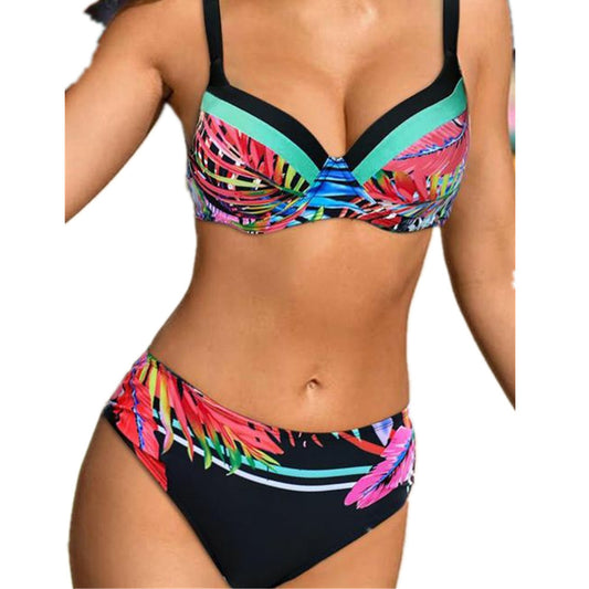 Glamorous two-piece underwire push-up halter lace bikinis