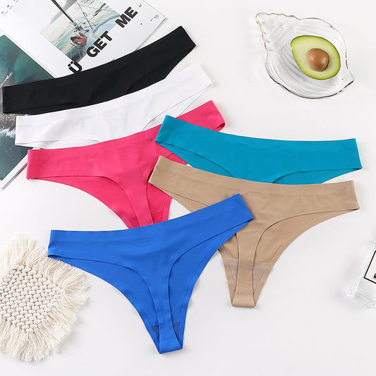 Seamless ice silk thong