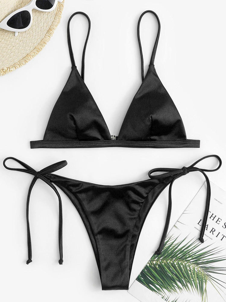 Elegant hanging-neck three-point bikinis