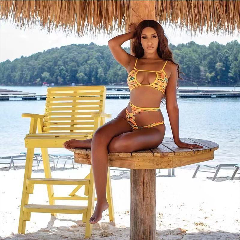Printed sexy split bikini sets