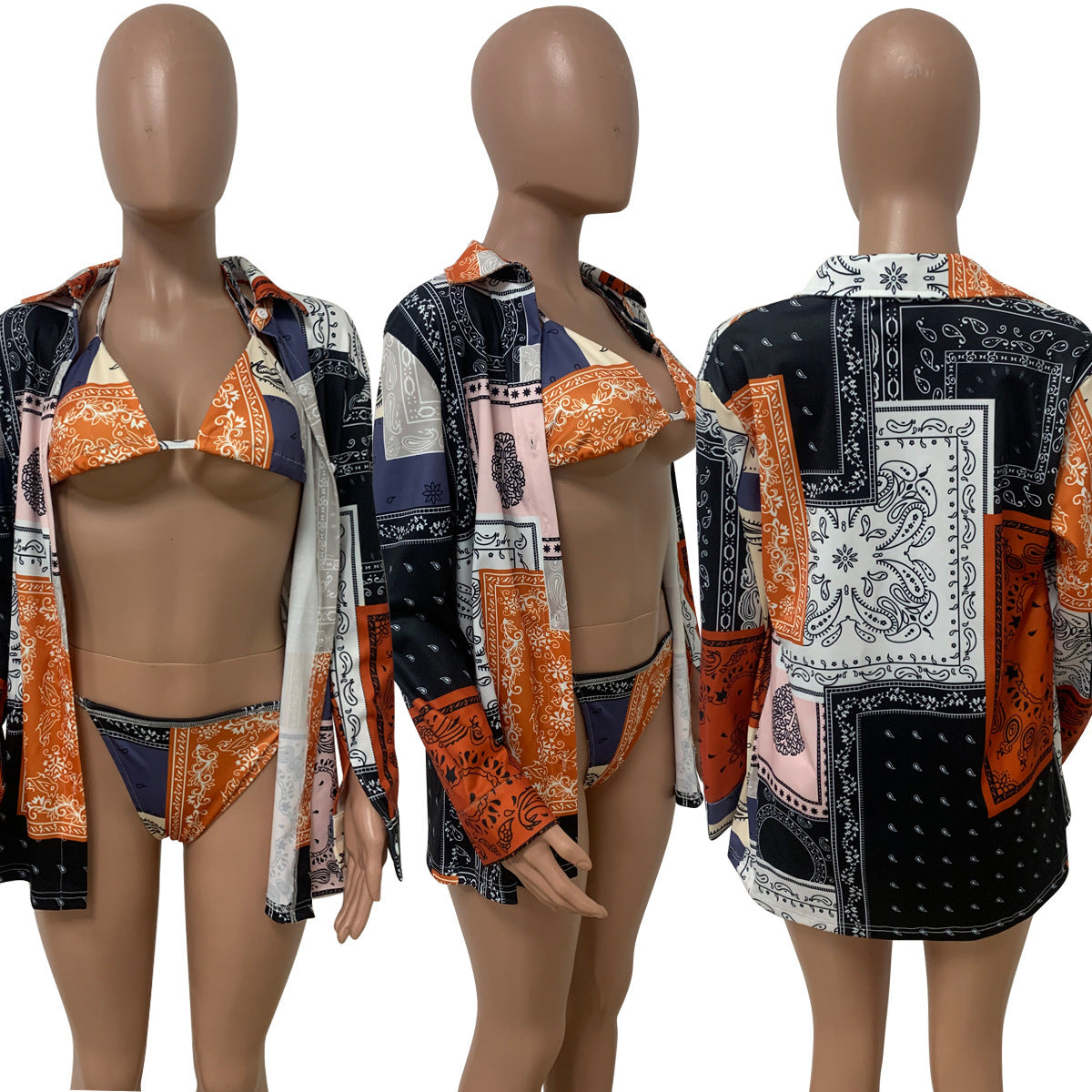 Outdoor sports cape three-piece bikini sets