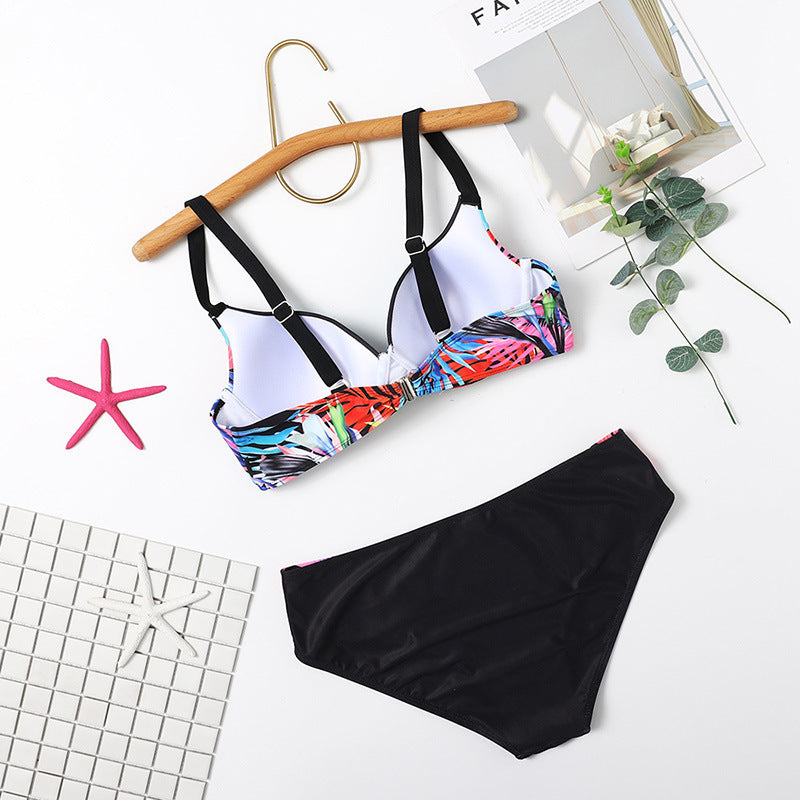 Glamorous two-piece underwire push-up halter lace bikinis