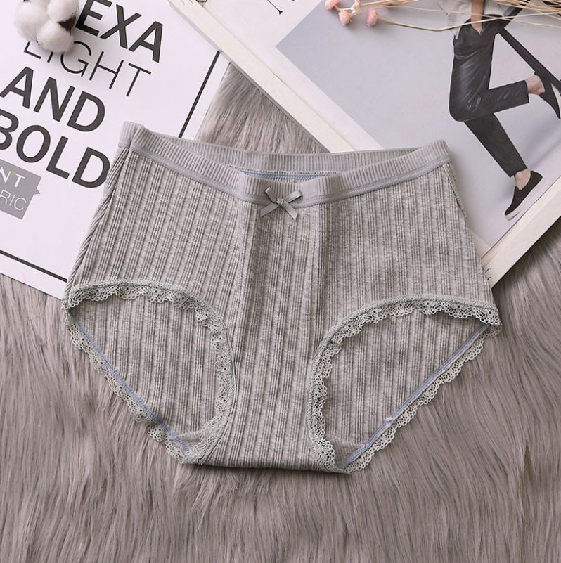 Mid-waist ribbed cotton underwear