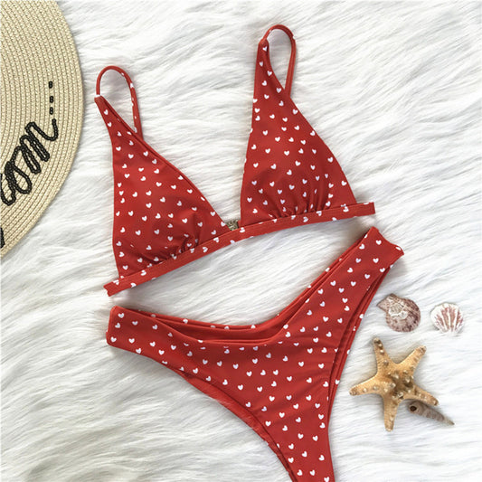 Sexy cute retro love print bikinis