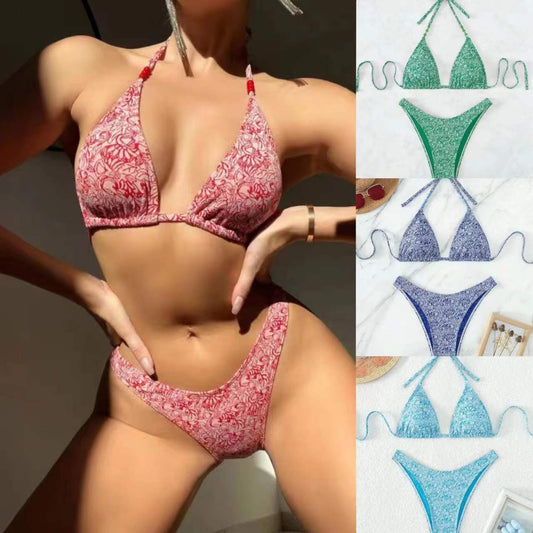 Lanyard halter bikini sets