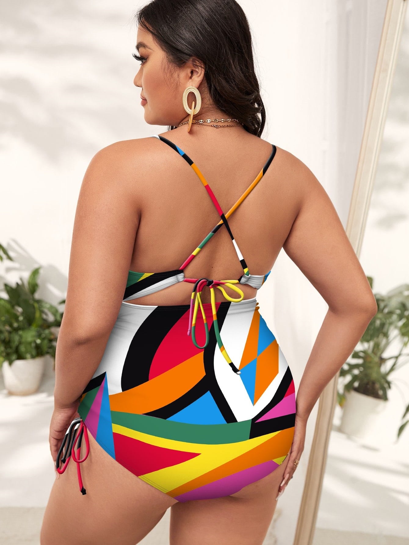 Curvy printed push-up one-piece bikinis
