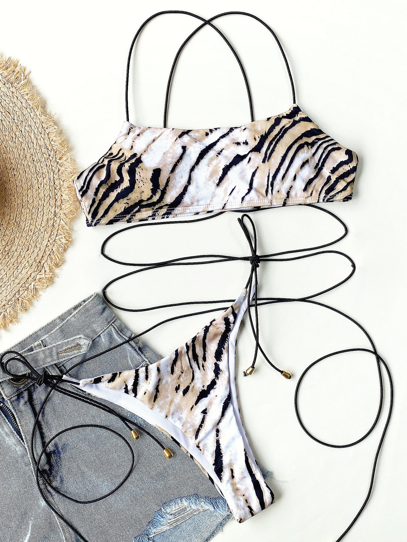 Leopard print split bikini sets