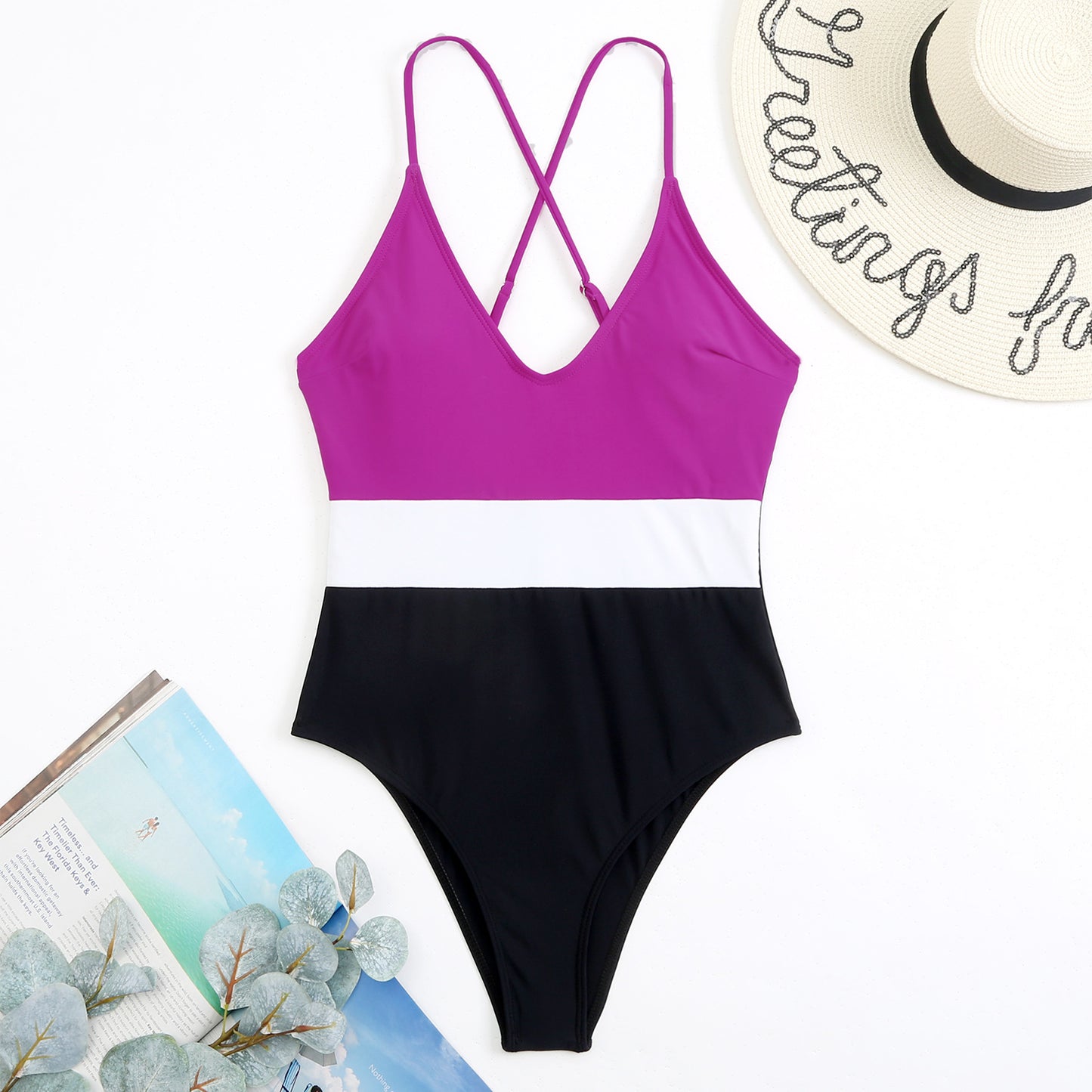 Solid color one-piece bikinis