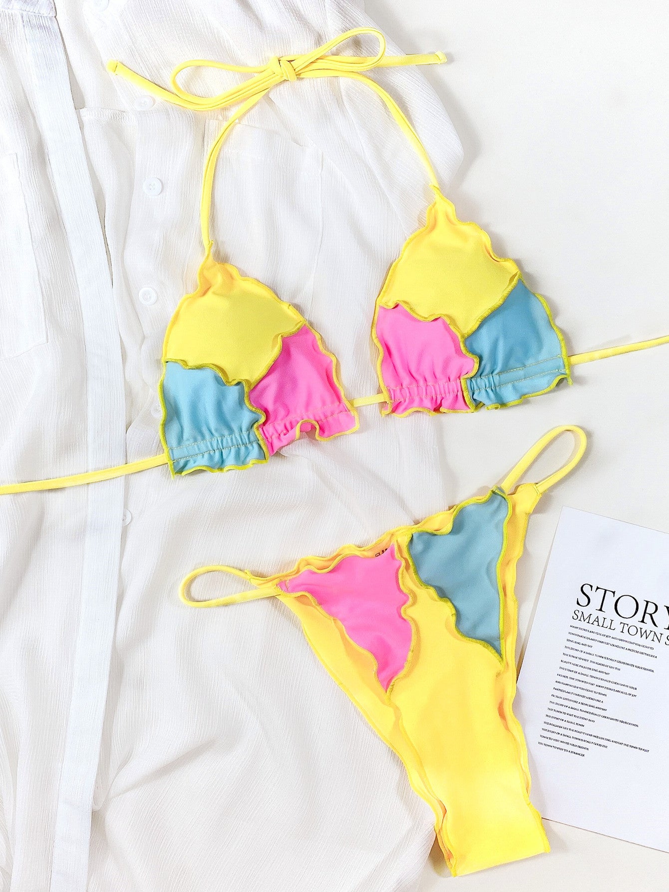 Split stitching bikini sets