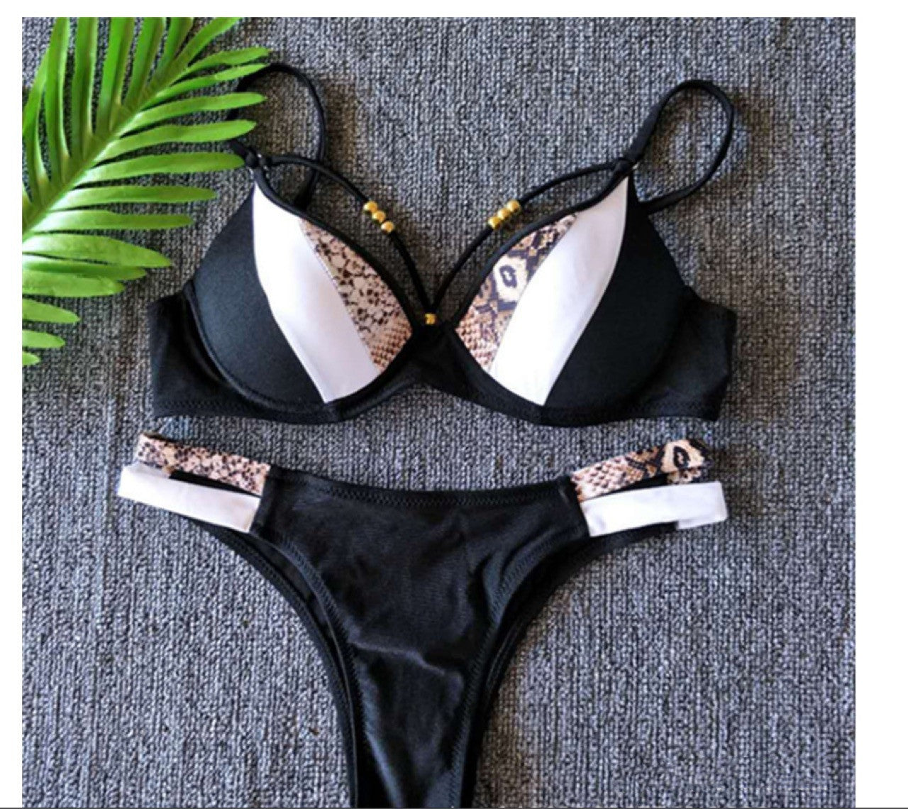 Wild snake skin print split bikinis